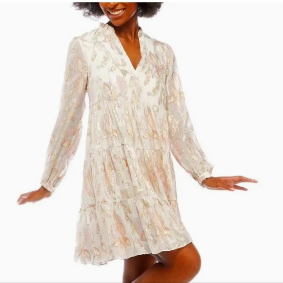 Lilly Pulitzer Dresses Lilly Pulitzer Sarita Silk Dress Sz Ivory Coconut Rose Gold Floral